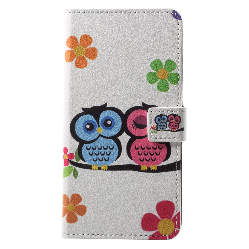 Pattern Printing Wallet Stand Leather Phone Case for Huawei P20 - Owl Lover-1