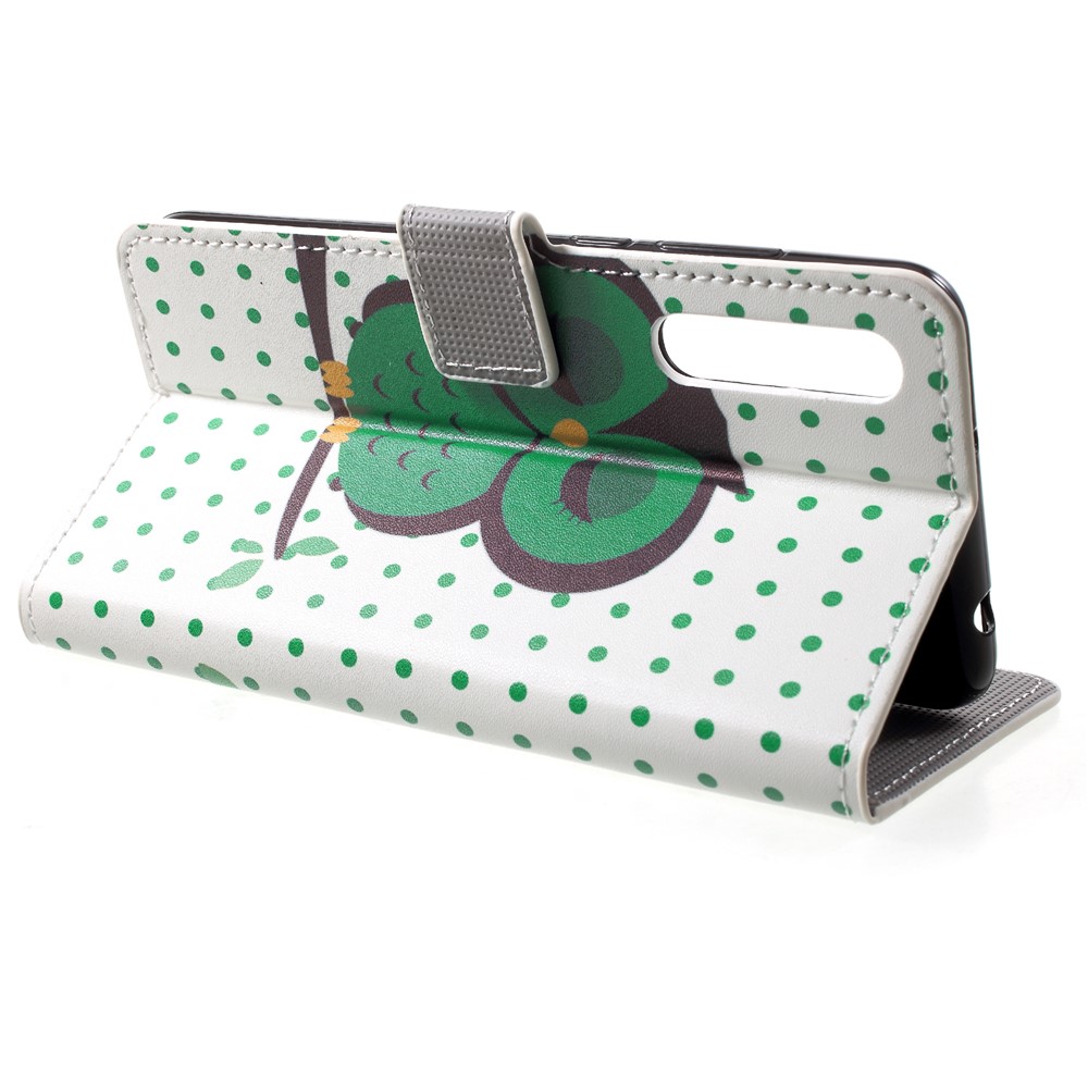 Pattern Printing Wallet Stand Leather Mobile Cover for Huawei P20 - Green Napping Owl-4
