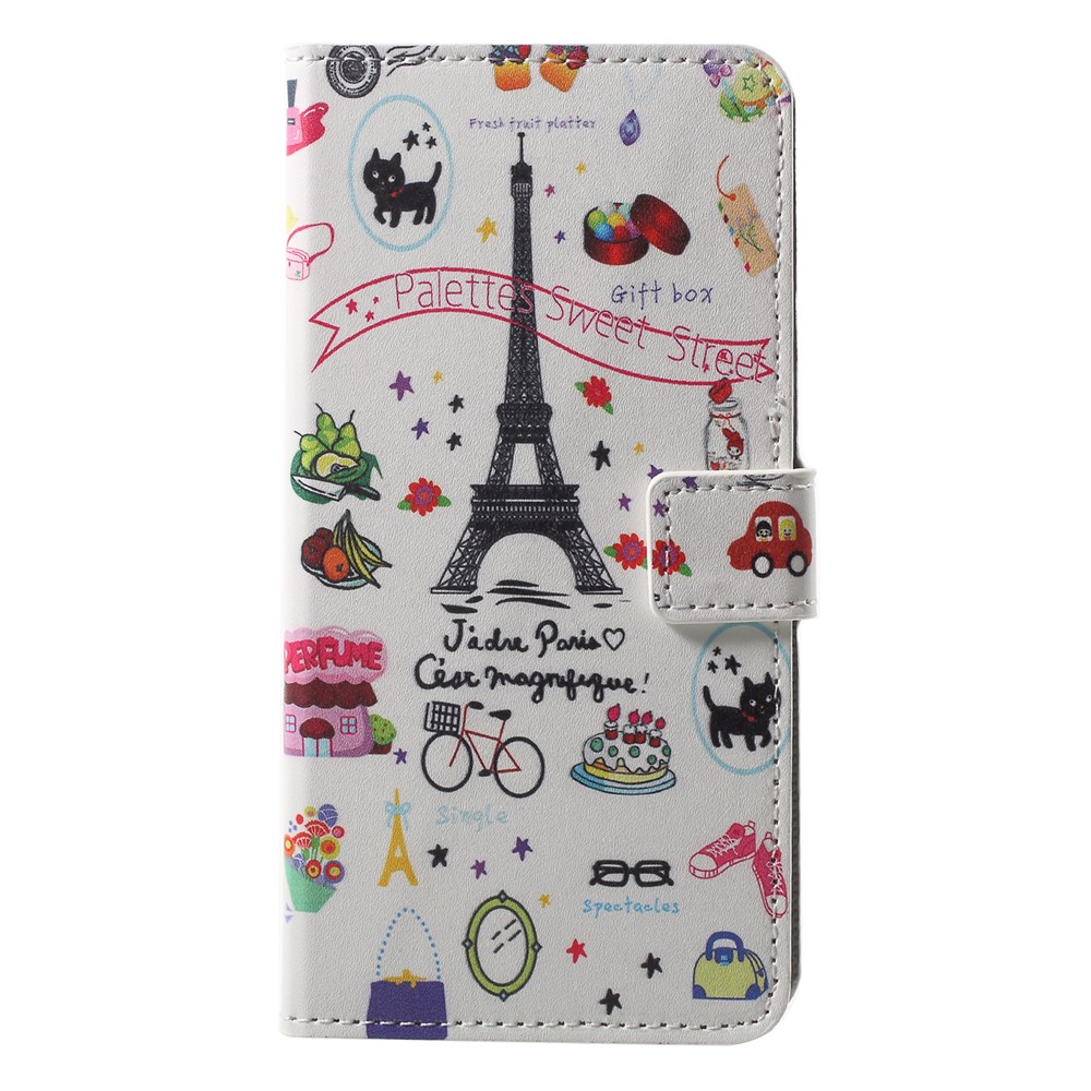 Pattern Printing Wallet Stand Leather Mobile Shell for Huawei P20 - Palettes Sweet Street-1