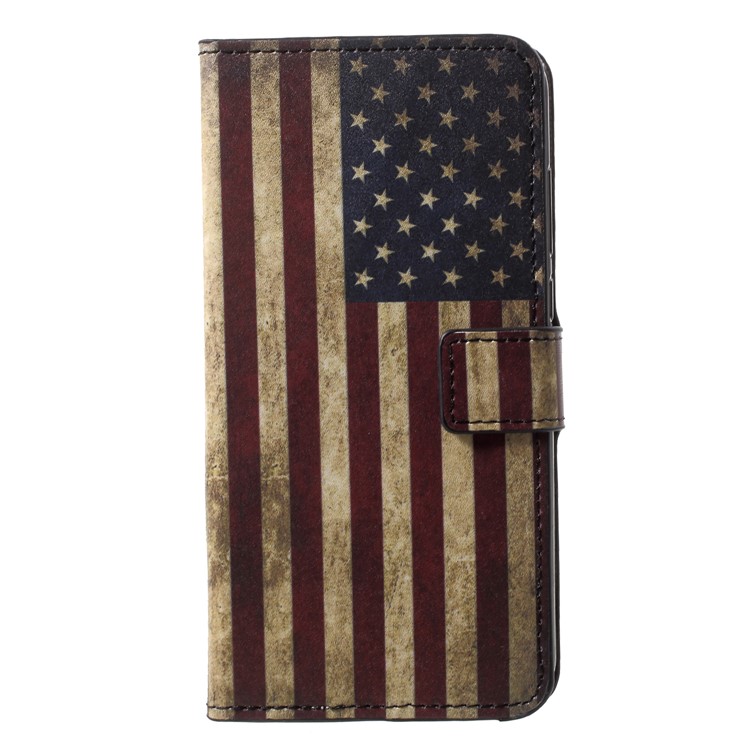 Pattern Printing Wallet Stand Leather Mobile Casing for Huawei P20 - Retro US Flag-1