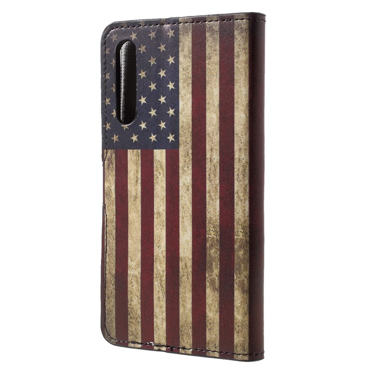 Pattern Printing Wallet Stand Leather Mobile Casing for Huawei P20 - Retro US Flag-2