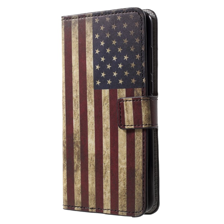 Pattern Printing Wallet Stand Leather Mobile Casing for Huawei P20 - Retro US Flag-3