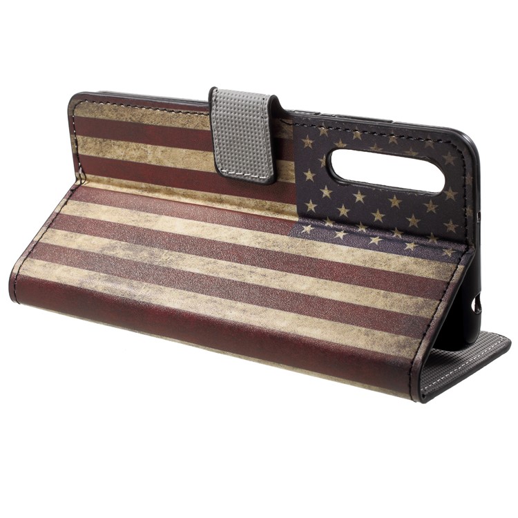 Pattern Printing Wallet Stand Leather Mobile Casing for Huawei P20 - Retro US Flag-4