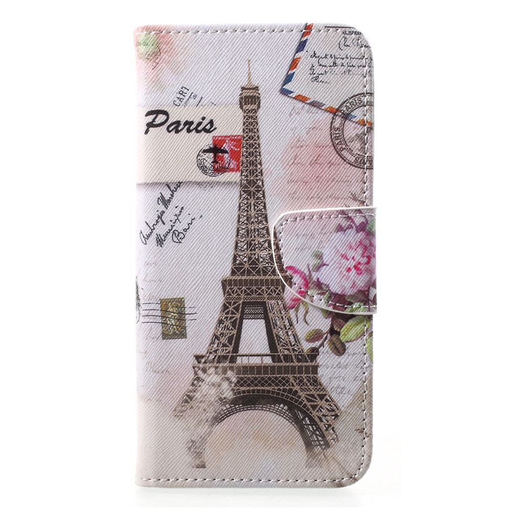 Motif Imprimerie de Téléphone Portable Portefeuille en Cuir Pour Huawei P20 - Tour Eiffel