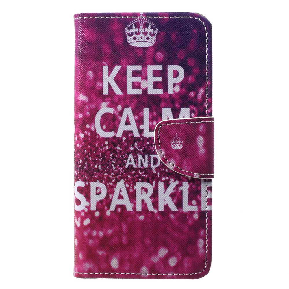 Pattern Printing Wallet Leather Stand Cover for Huawei P20 - Quote Keep Calm and Sparkle-1