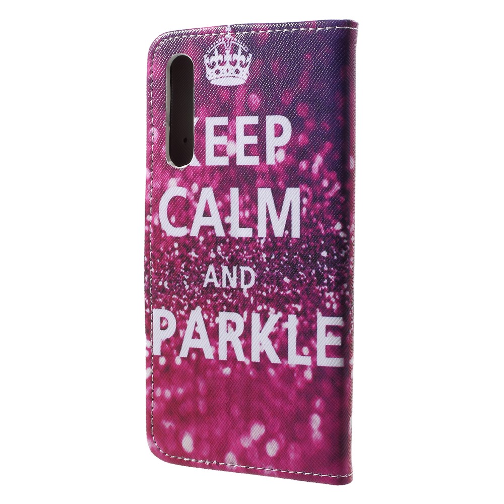 Pattern Printing Wallet Leather Stand Cover for Huawei P20 - Quote Keep Calm and Sparkle-2