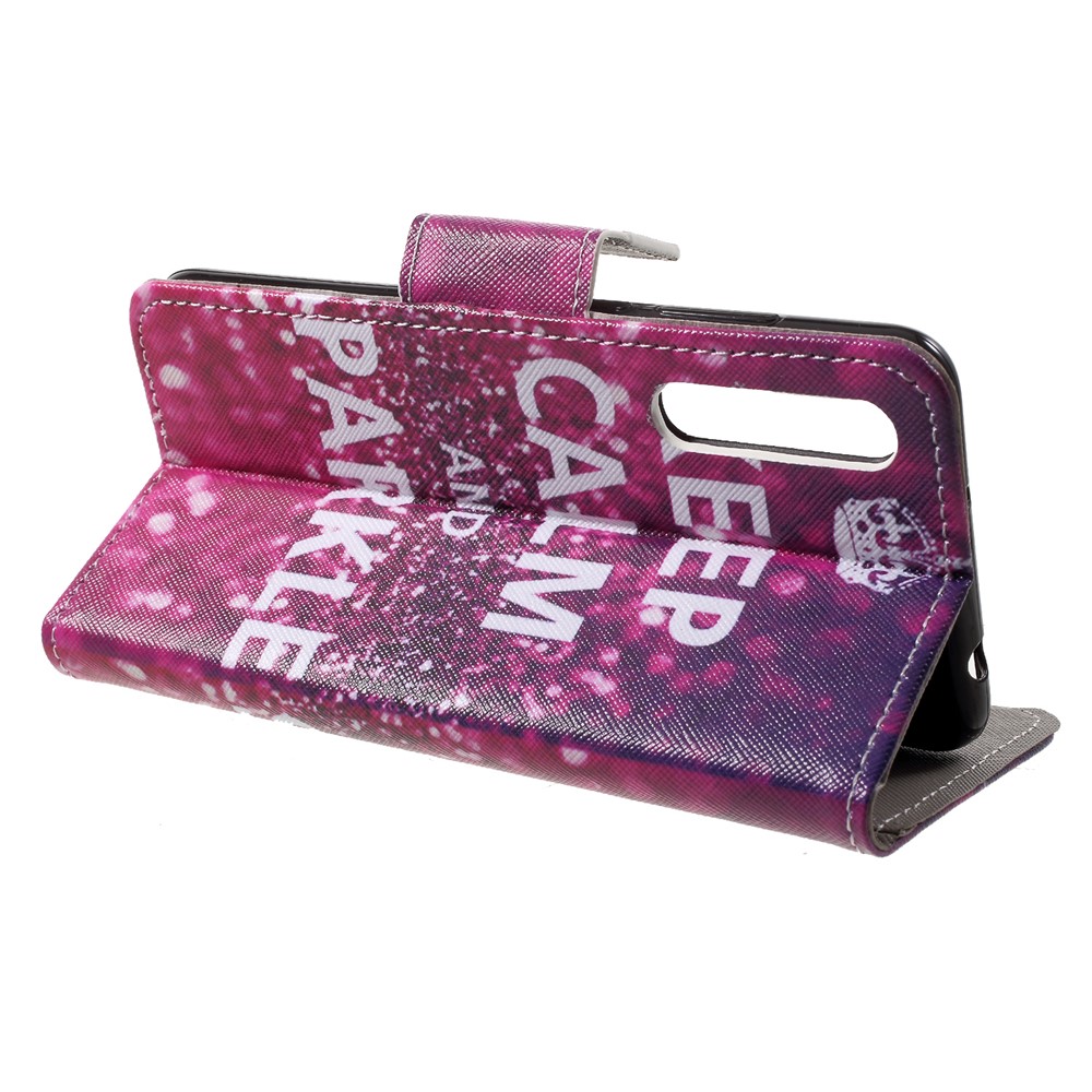 Pattern Printing Wallet Leather Stand Cover for Huawei P20 - Quote Keep Calm and Sparkle-4