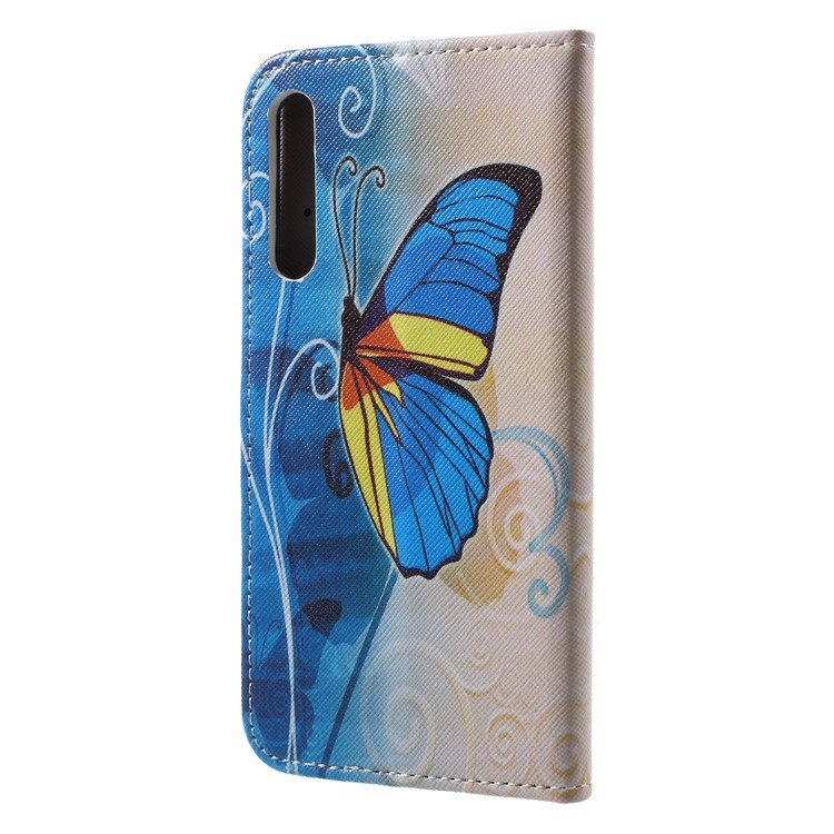 Pattern Printing Magnetic Leather Stand Case for Huawei P20 - Blue Butterfly-2