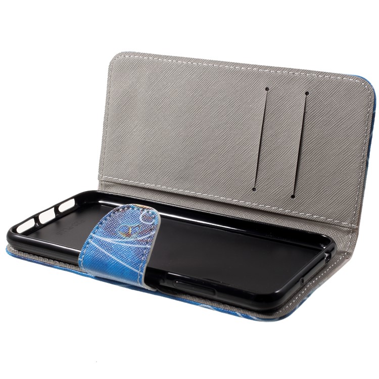 Pattern Printing Magnetic Leather Stand Case for Huawei P20 - Blue Butterfly-6