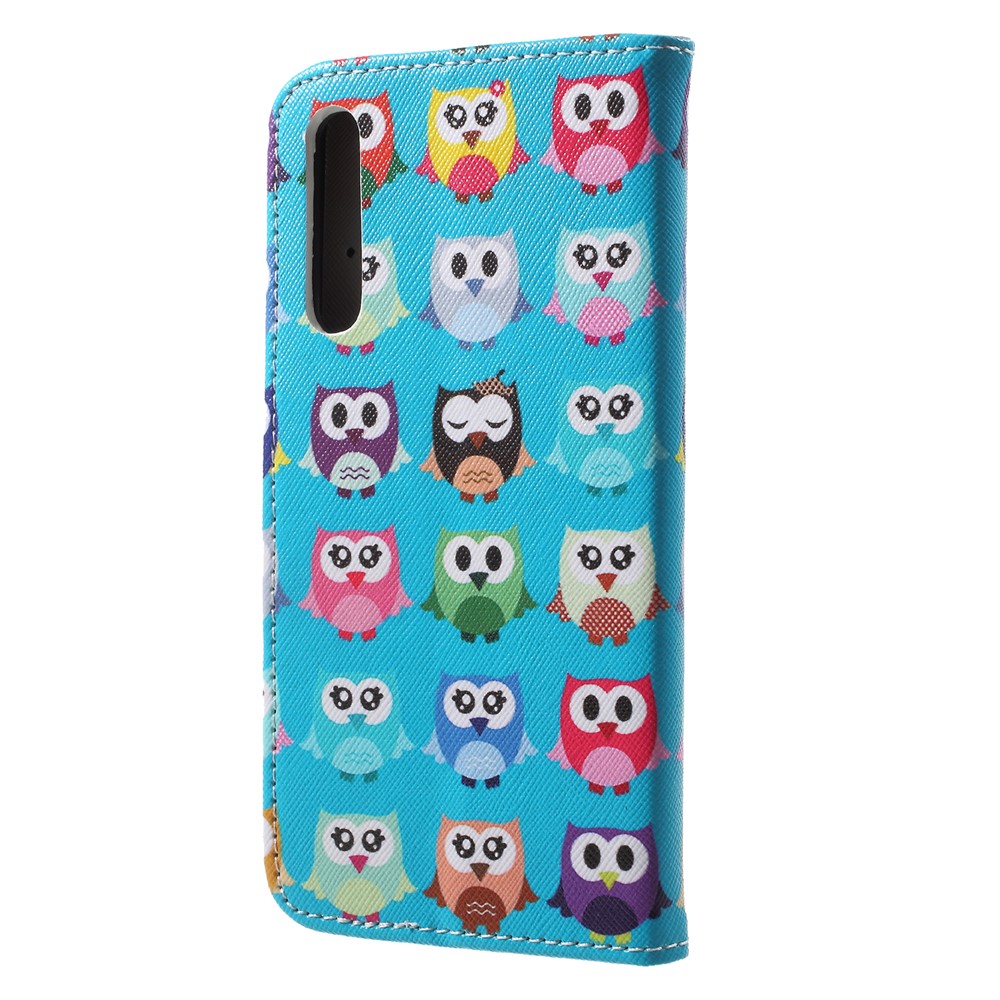 Pattern Printing Magnetic Leather Stand Cover for Huawei P20 - Multiple Owls-2