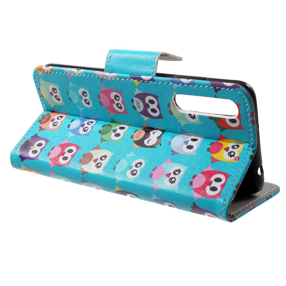 Pattern Printing Magnetic Leather Stand Cover for Huawei P20 - Multiple Owls-4