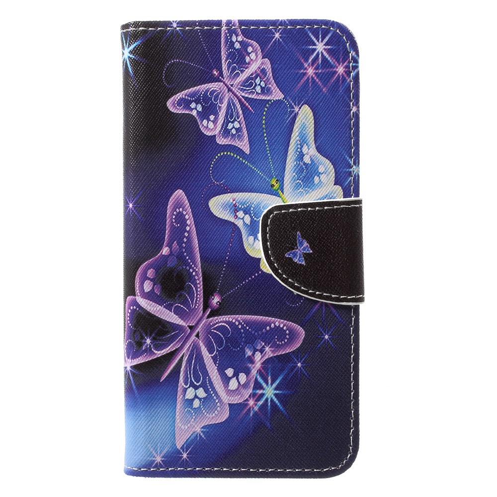 Pattern Printing Leather Wallet Case Cover Shell for Huawei P20 - Vivid Butterflies-1