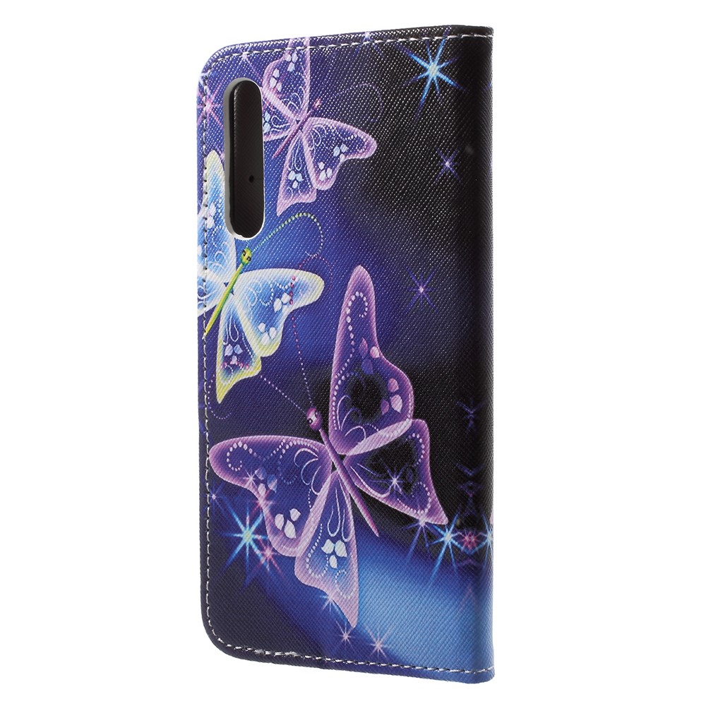 Pattern Printing Leather Wallet Case Cover Shell for Huawei P20 - Vivid Butterflies-2