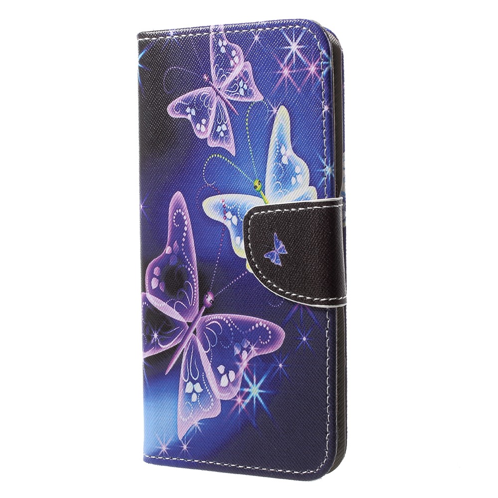 Pattern Printing Leather Wallet Case Cover Shell for Huawei P20 - Vivid Butterflies-3