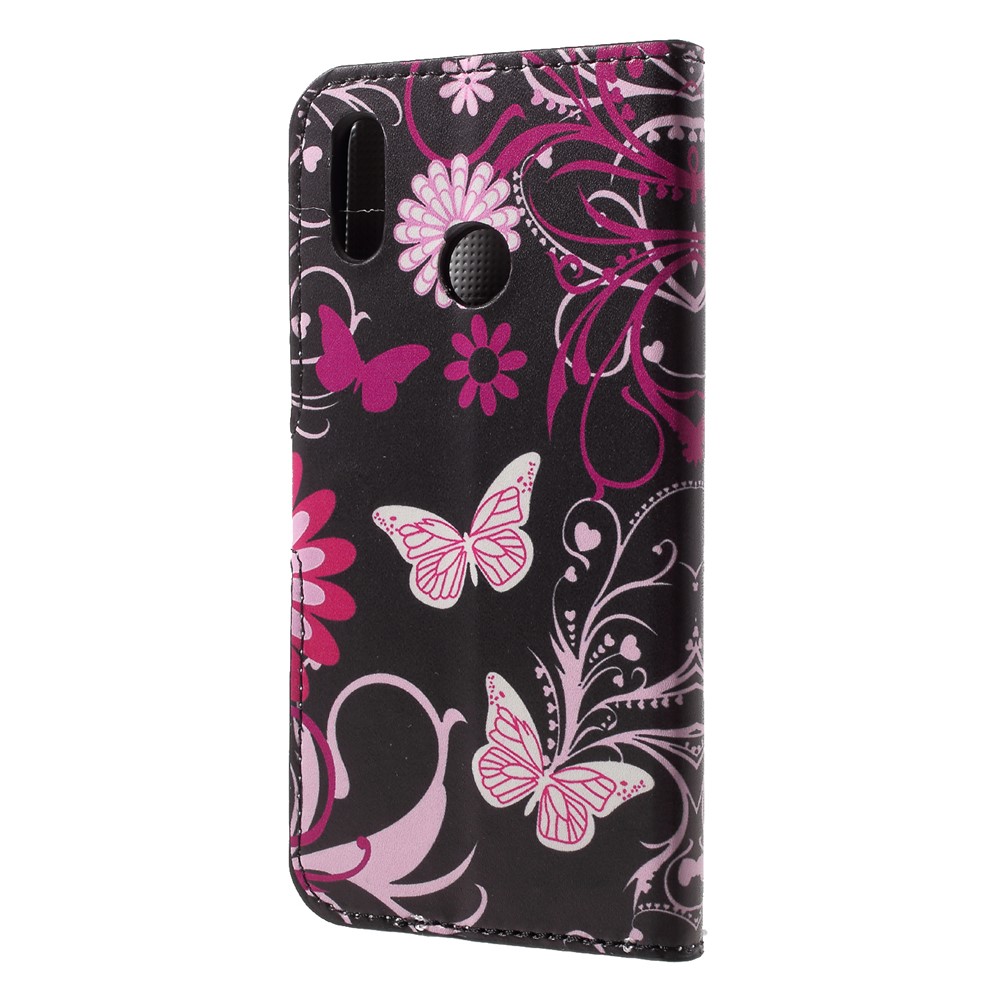 Pattern Printing Wallet Stand Leather Cover for Huawei P20 Lite / Nova 3e - Butterfly and Flower-2