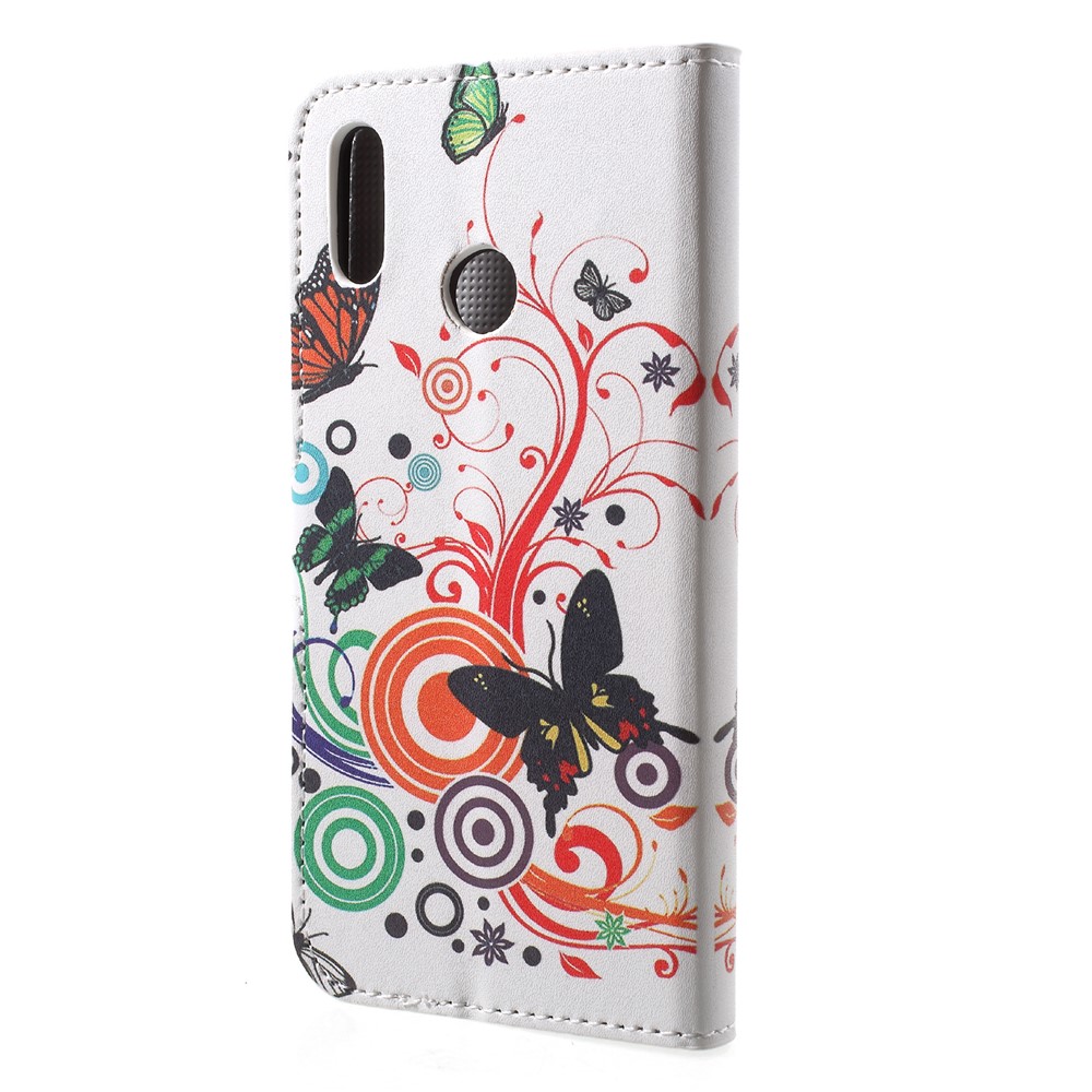 Pattern Printing Wallet Stand Leather Phone Case for Huawei P20 Lite / Nova 3e - Butterfly and Circle-2