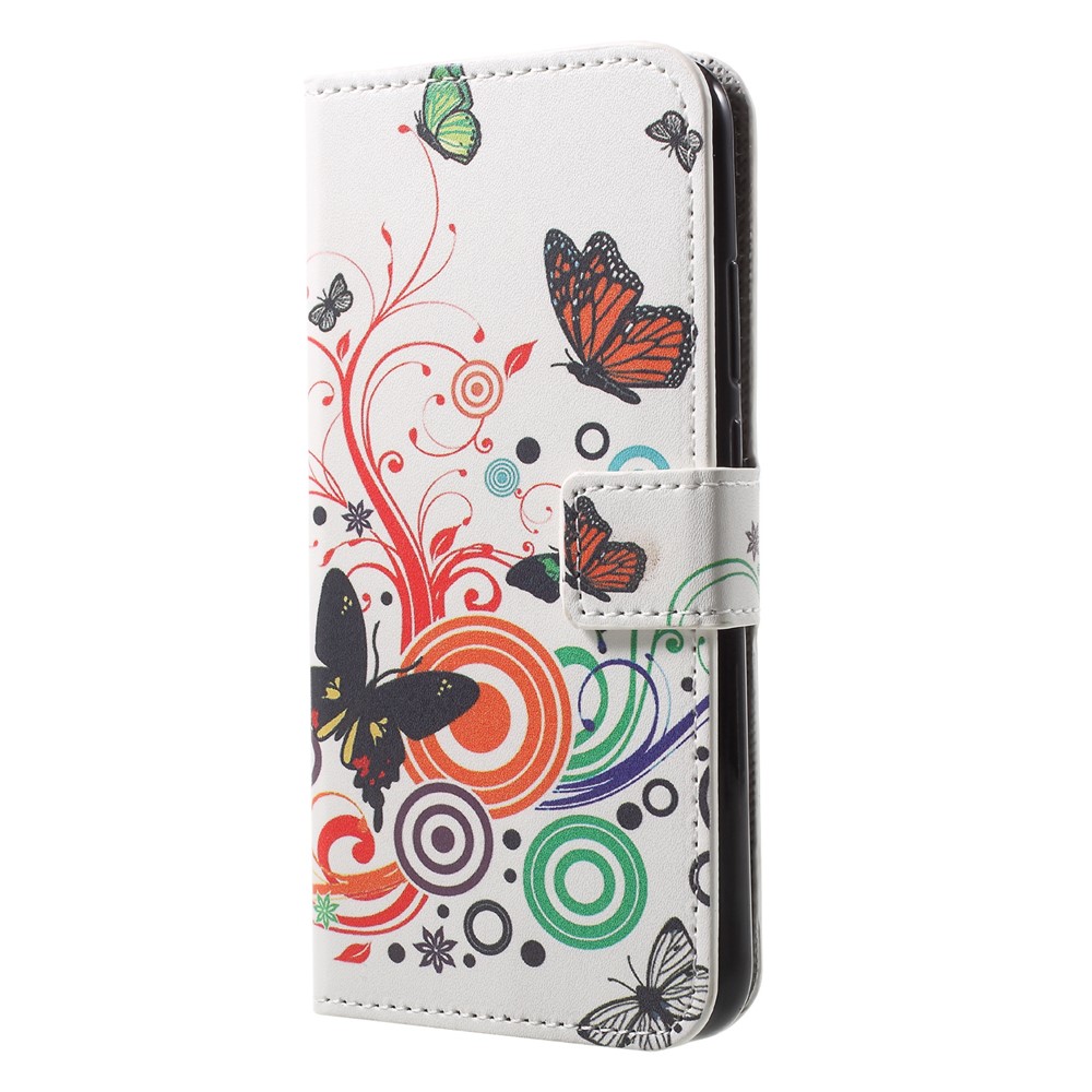 Pattern Printing Wallet Stand Leather Phone Case for Huawei P20 Lite / Nova 3e - Butterfly and Circle-3