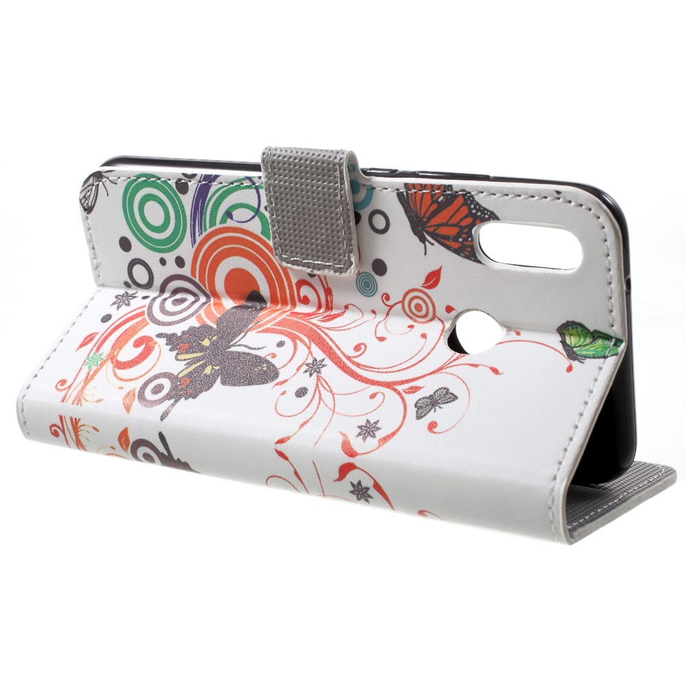 Pattern Printing Wallet Stand Leather Phone Case for Huawei P20 Lite / Nova 3e - Butterfly and Circle-4