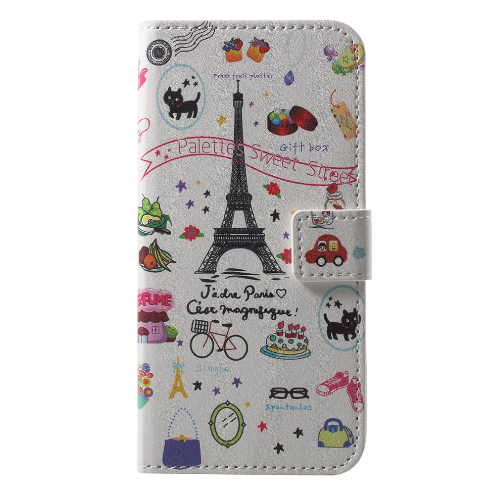 Pattern Printing Wallet Stand Leather Phone Cover for Huawei P20 Lite / Nova 3e - Palettes Sweet Street-1