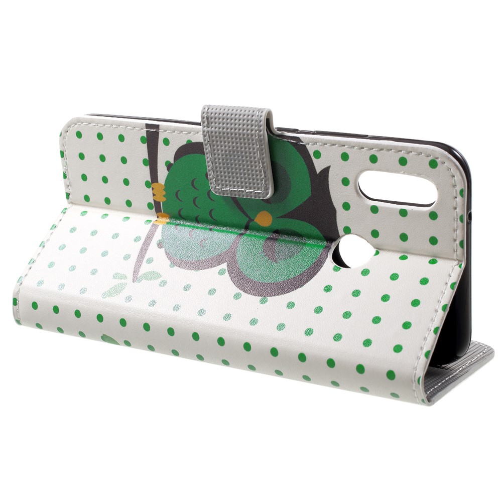 Pattern Printing Wallet Stand Leather Cover Case for Huawei P20 Lite / Nova 3e - Green Napping Owl-4