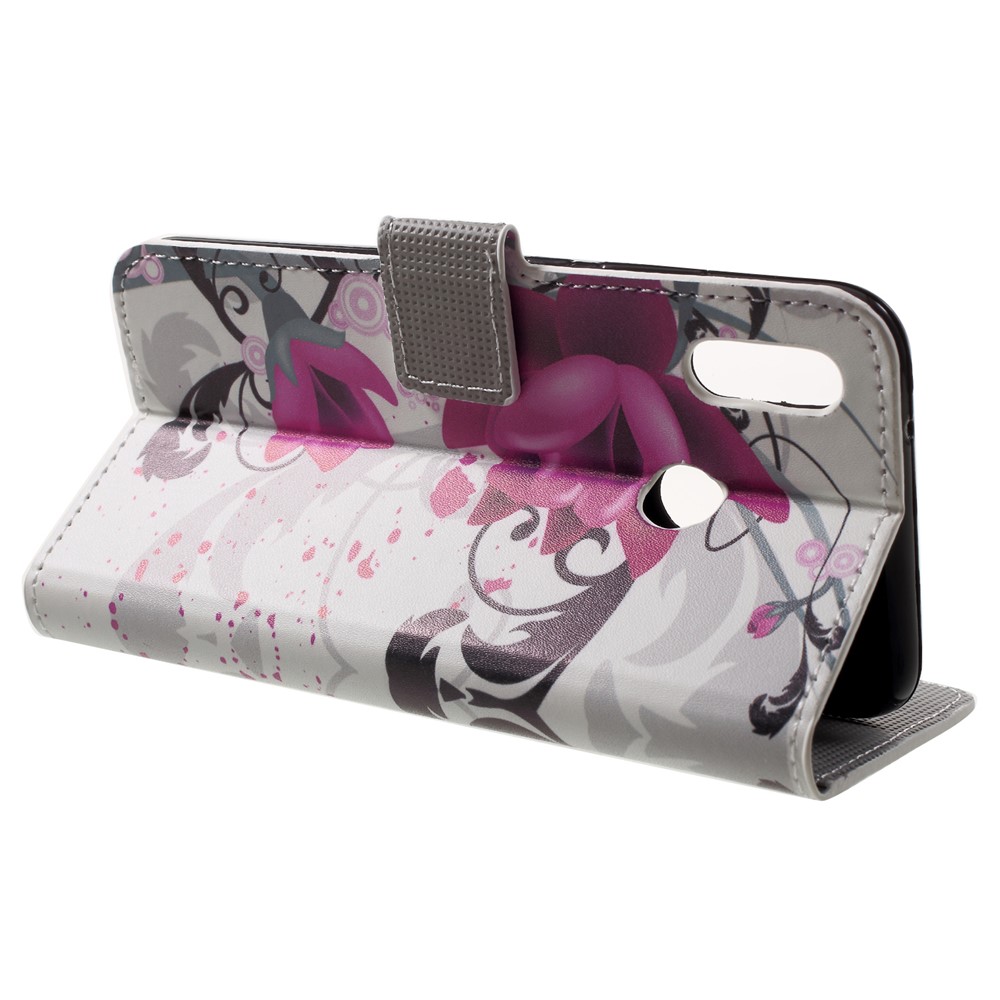 Pattern Printing Wallet Stand Leather Shell Case for Huawei P20 Lite / Nova 3e - Kapok Flower-4