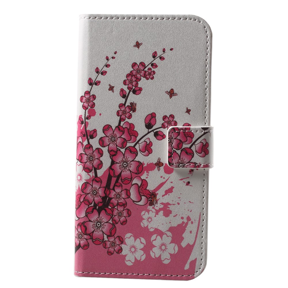 Patterned Wallet Stand Leather Mobile Case for Huawei P20 Lite / Nova 3e - Plum Blossom-1
