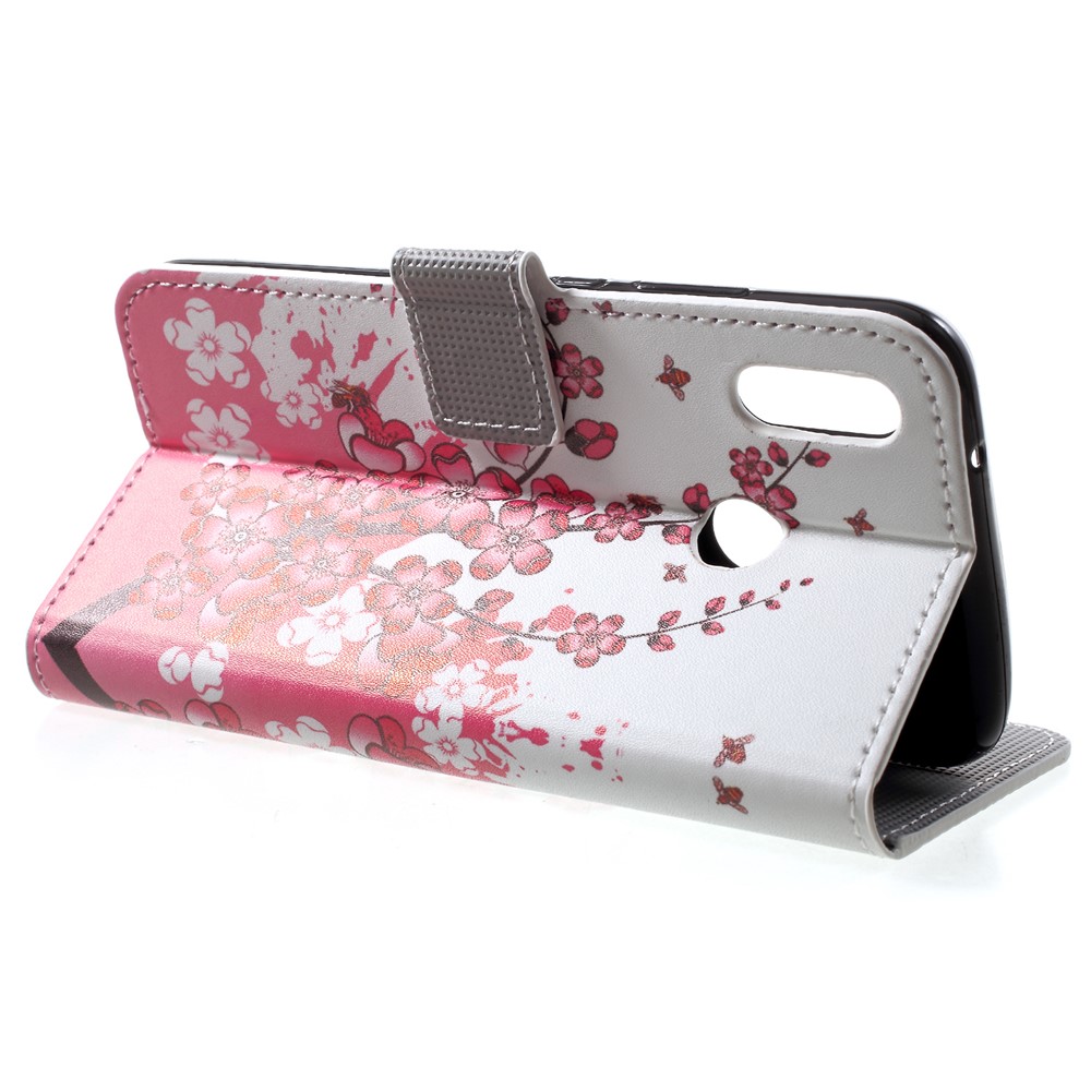 Patterned Wallet Stand Leather Mobile Case for Huawei P20 Lite / Nova 3e - Plum Blossom-4