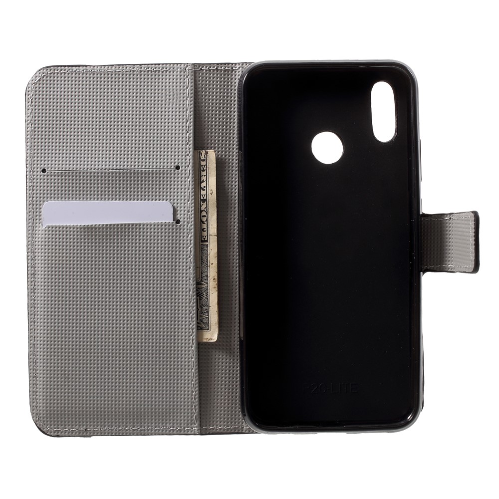 Patterned Wallet Stand Leather Mobile Case for Huawei P20 Lite / Nova 3e - Plum Blossom-5