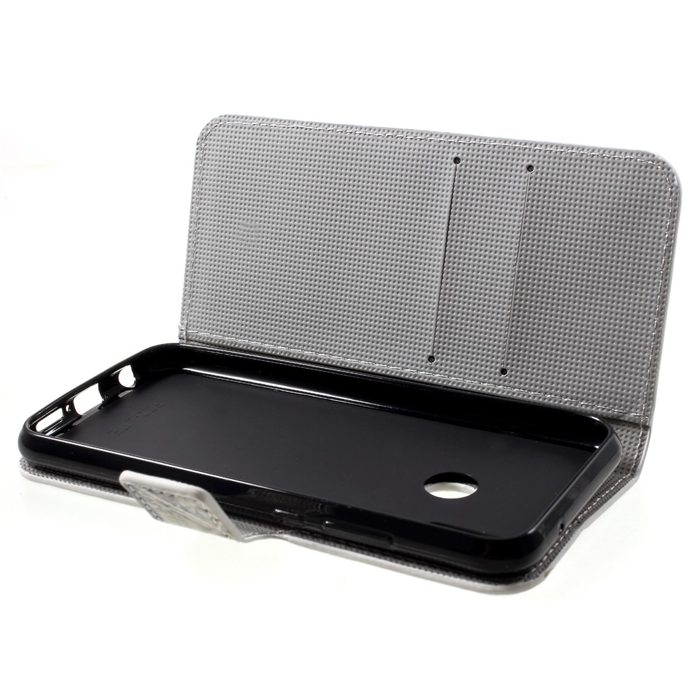 Padrão De Impressão Carteira Suporte De Couro Tampa Móvel Para Huawei P20 Lite / Nova 3e - Borboleta Azul-6