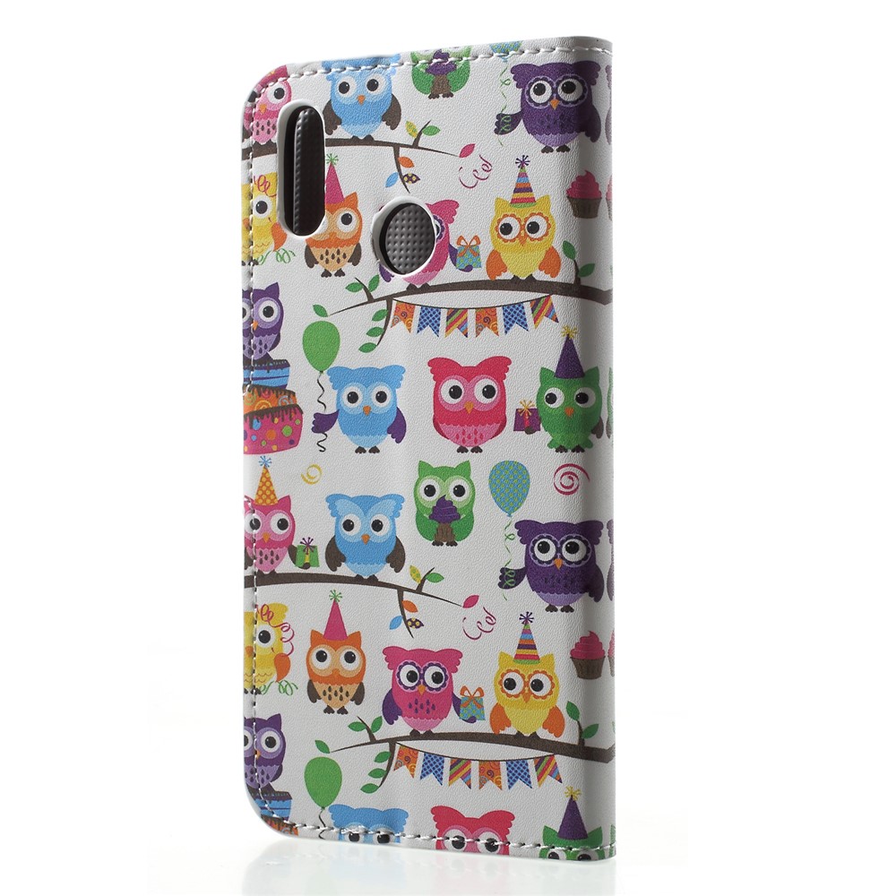 Pattern Printing Wallet Stand Leather Protector Case for Huawei P20 Lite / Nova 3e - Multiple Cute Owls-2