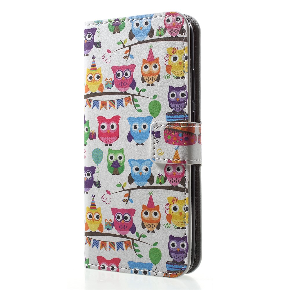 Pattern Printing Wallet Stand Leather Protector Case for Huawei P20 Lite / Nova 3e - Multiple Cute Owls-3