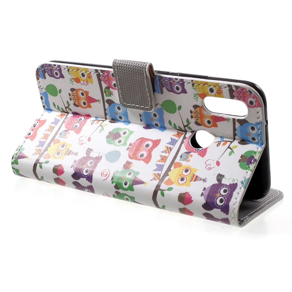 Pattern Printing Wallet Stand Leather Protector Case for Huawei P20 Lite / Nova 3e - Multiple Cute Owls-4
