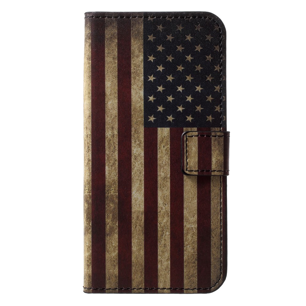 Pattern Printing Wallet Stand Leather Cellphone Cover for Huawei P20 Lite / Nova 3e - Retro US Flag-1