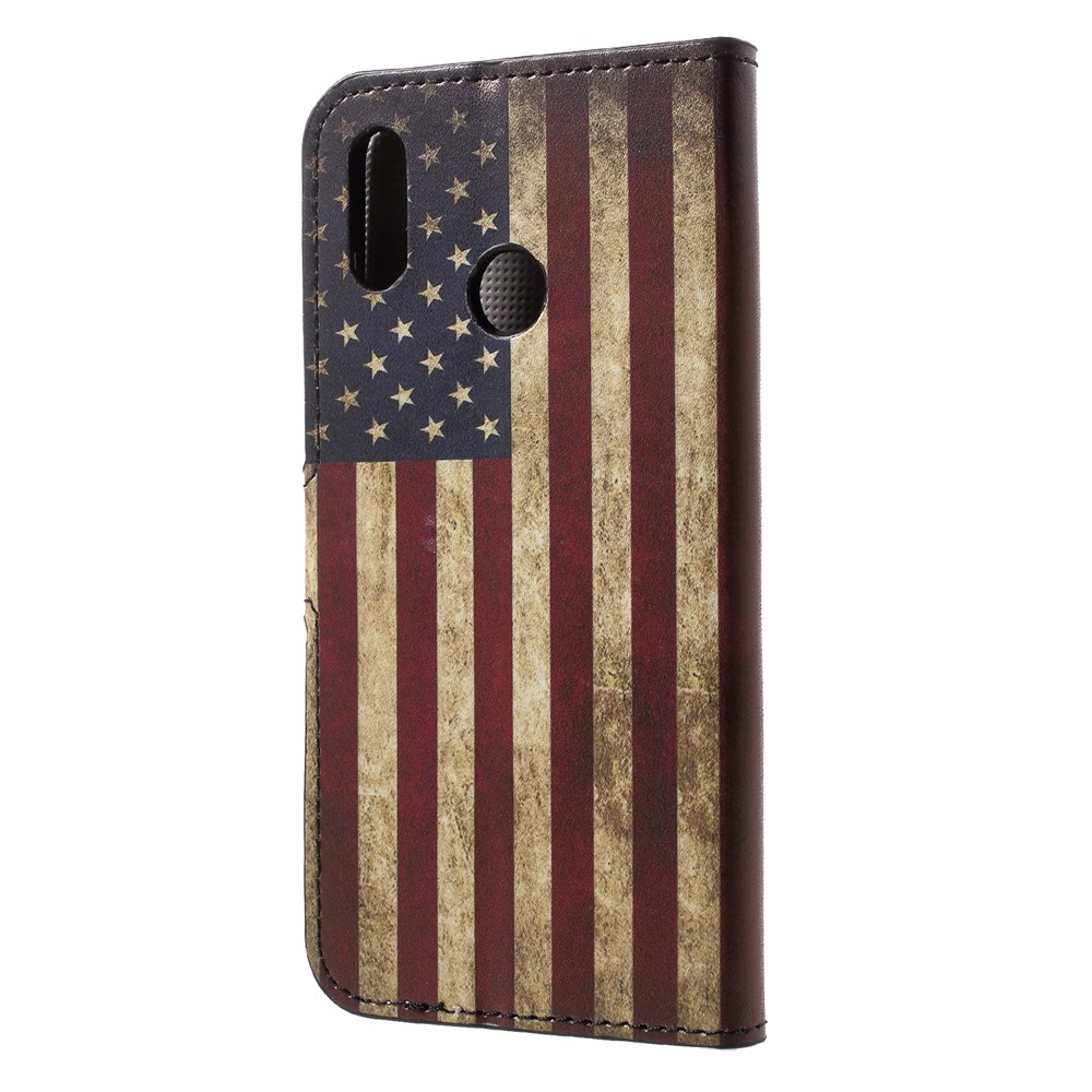 Modèle D'impression de Portefeuille Support en Cuir Couverture de Téléphone Portable Pour Huawei P20 Lite / Nova 3e - Drapeau Américain Rétro