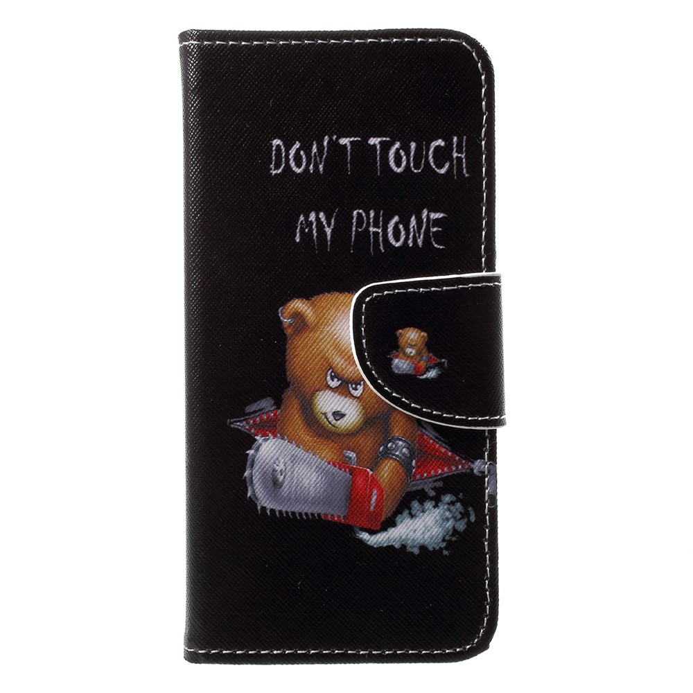 Pattern Printing Leather Wallet Case for Huawei P20 Lite / Nova 3e - Brown Bear and Warning Words-3