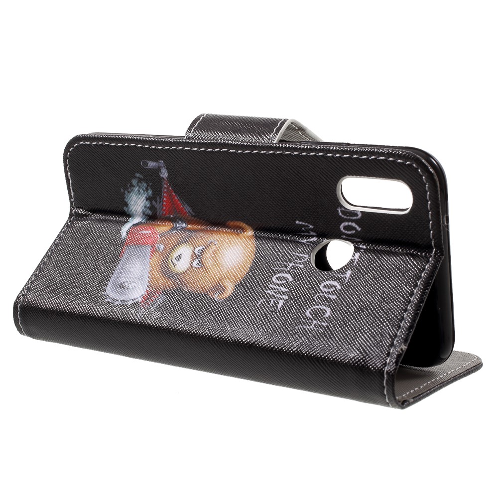 Pattern Printing Leather Wallet Case for Huawei P20 Lite / Nova 3e - Brown Bear and Warning Words-4