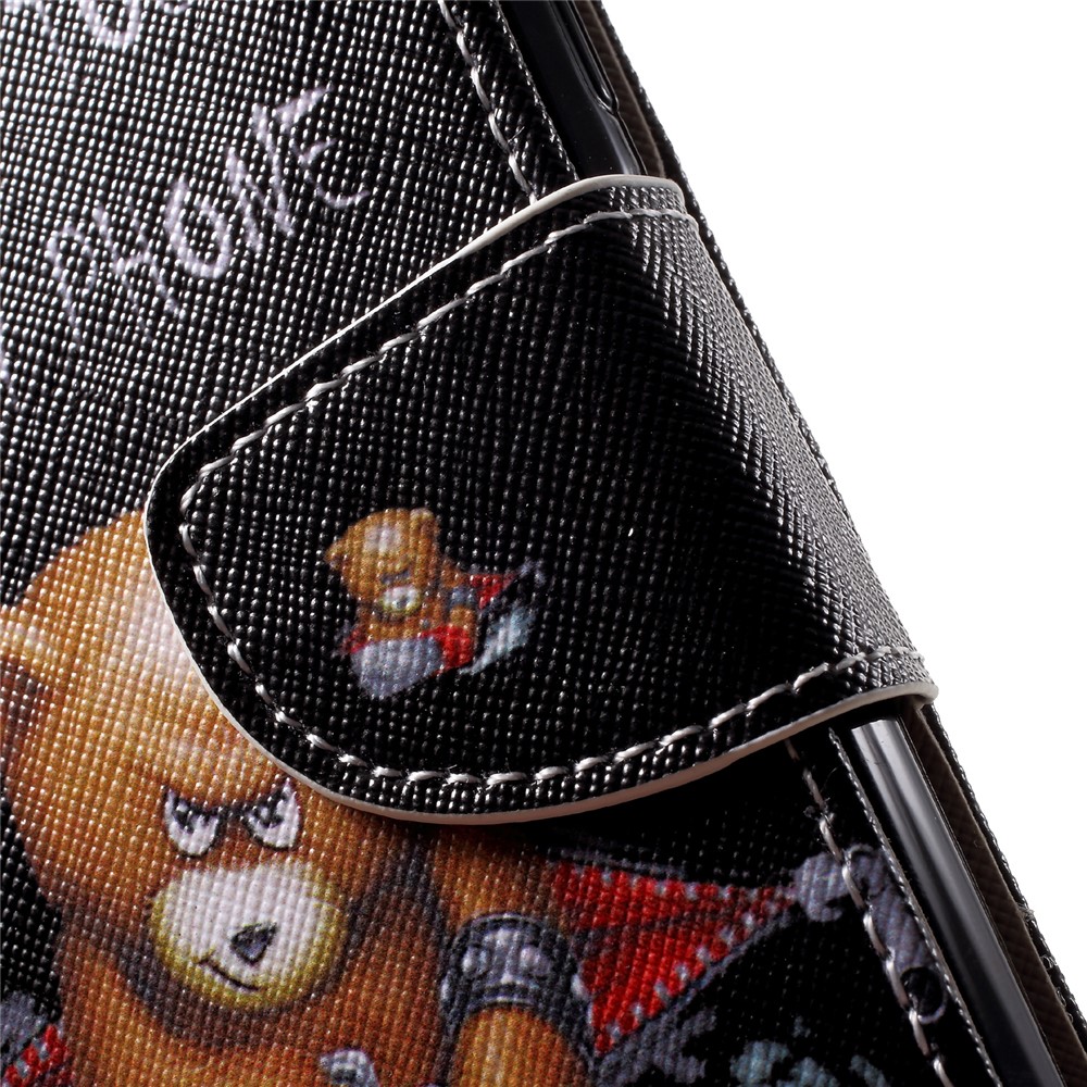 Pattern Printing Leather Wallet Case for Huawei P20 Lite / Nova 3e - Brown Bear and Warning Words-6