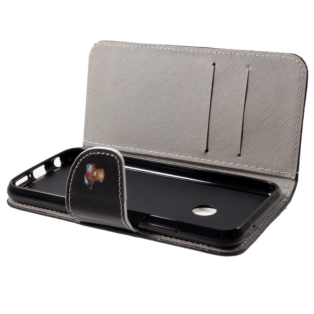 Pattern Printing Leather Wallet Case for Huawei P20 Lite / Nova 3e - Brown Bear and Warning Words-7