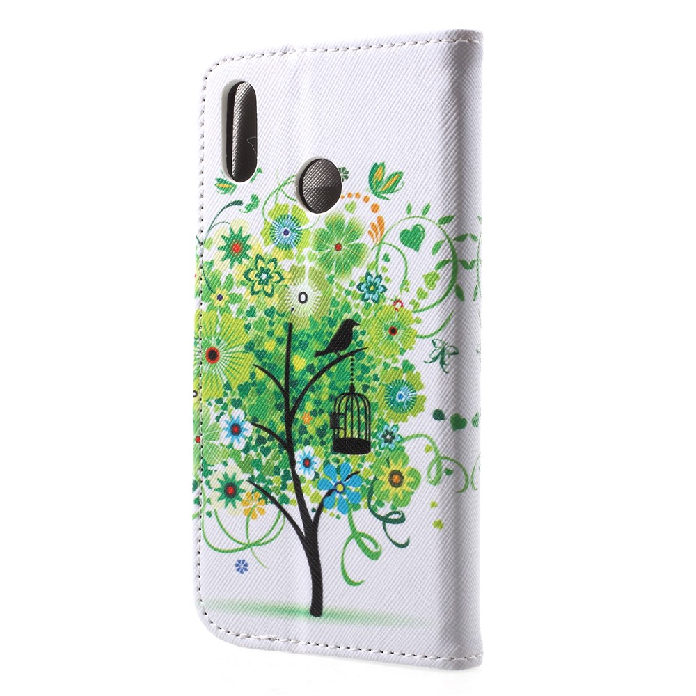 Pattern Printing Leather Wallet Phone Case for Huawei P20 Lite / Nova 3e - Green Tree-2