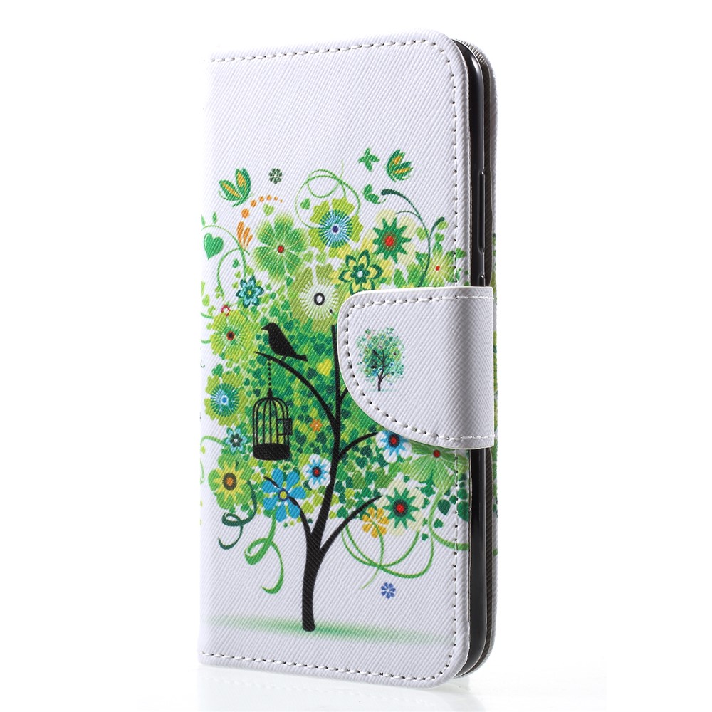 Pattern Printing Leather Wallet Phone Case for Huawei P20 Lite / Nova 3e - Green Tree-3