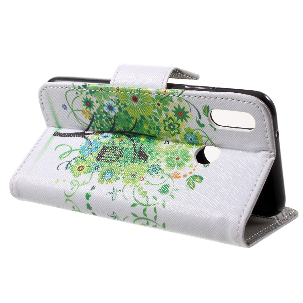 Pattern Printing Leather Wallet Phone Case for Huawei P20 Lite / Nova 3e - Green Tree-4