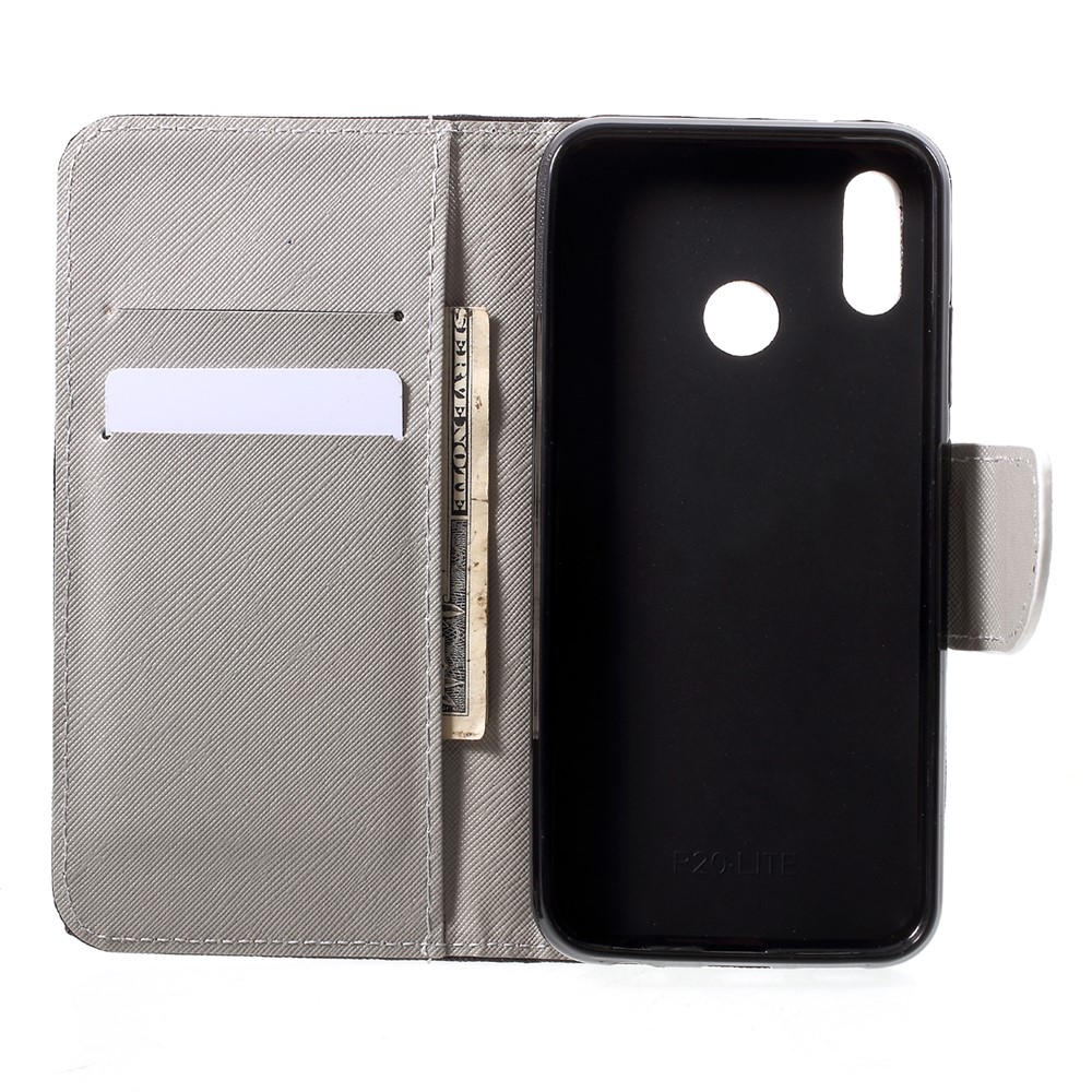 Pattern Printing Leather Wallet Phone Case for Huawei P20 Lite / Nova 3e - Green Tree-5