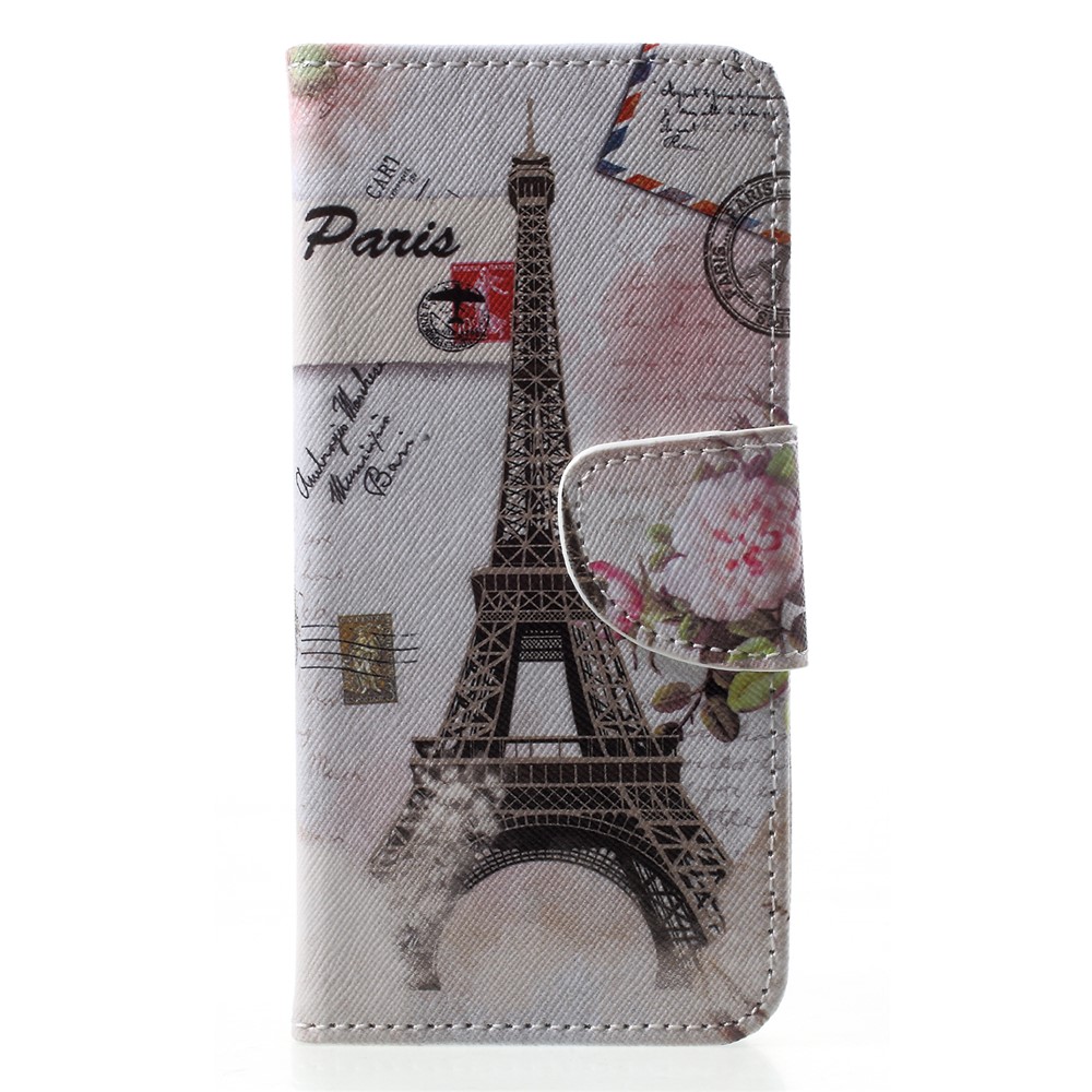 For Huawei P20 Lite / Nova 3e Pattern Printing Leather Wallet Protection Cover - Eiffel Tower-1