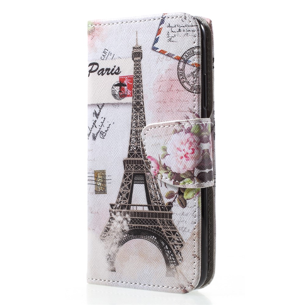For Huawei P20 Lite / Nova 3e Pattern Printing Leather Wallet Protection Cover - Eiffel Tower-3