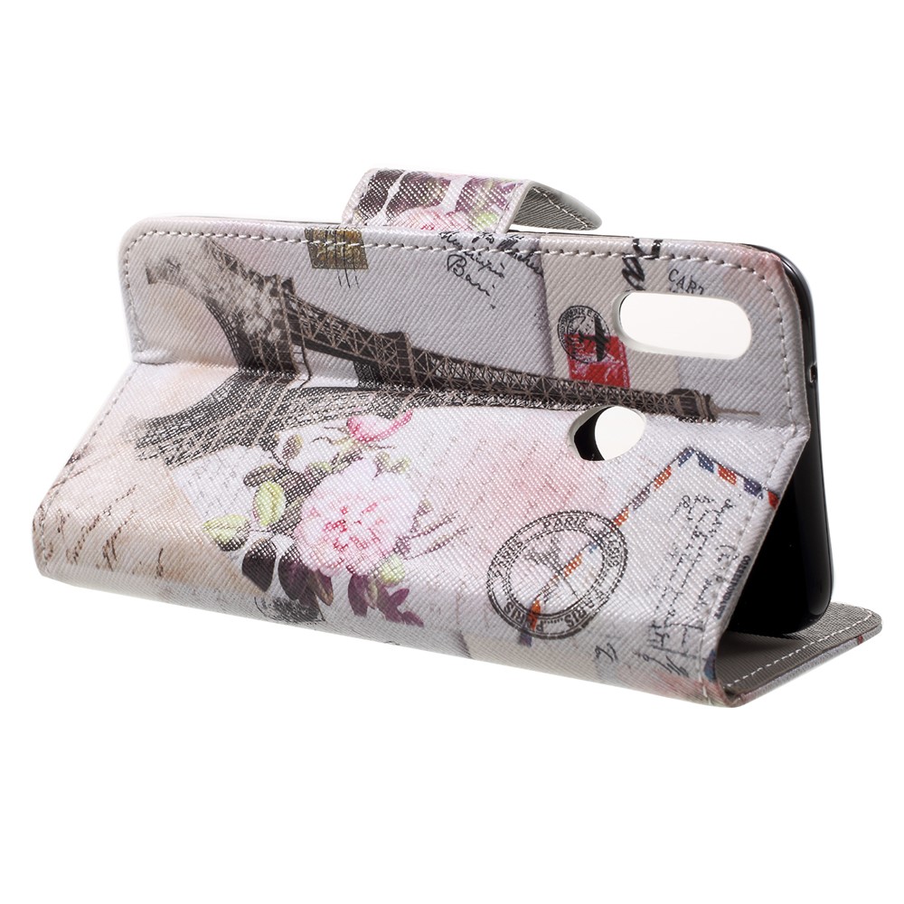 For Huawei P20 Lite / Nova 3e Pattern Printing Leather Wallet Protection Cover - Eiffel Tower-4