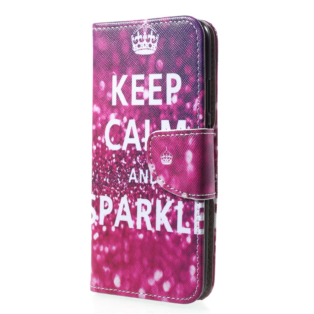 Pour Huawei P20 Lite / Nova 3e Motif Impression Portefeuille En Cuir Téléphone Protection Flip Cas - Citation Garder Calme Et Pétiller-3