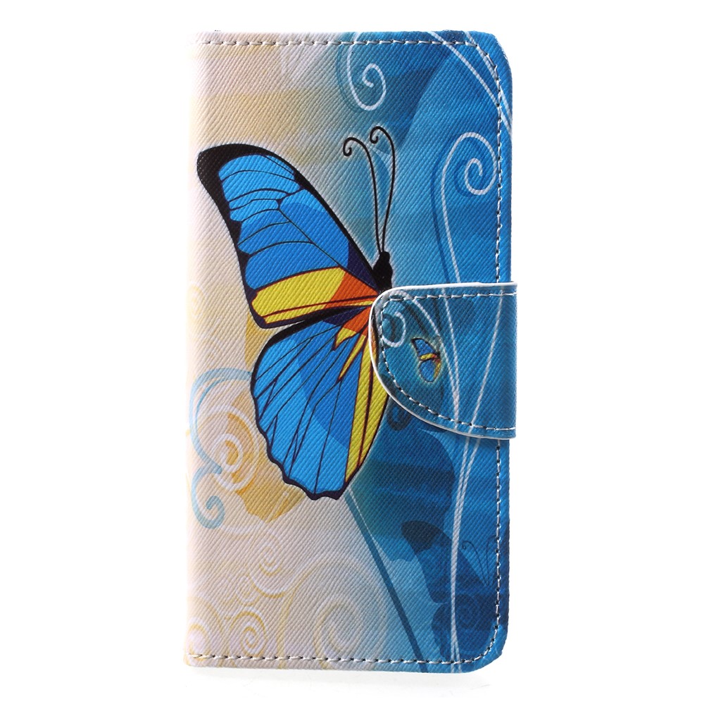 Pattern Printing PU Leather Stand Wallet Shell Case for Huawei P20 Lite / Nova 3e - Blue Butterfly-1