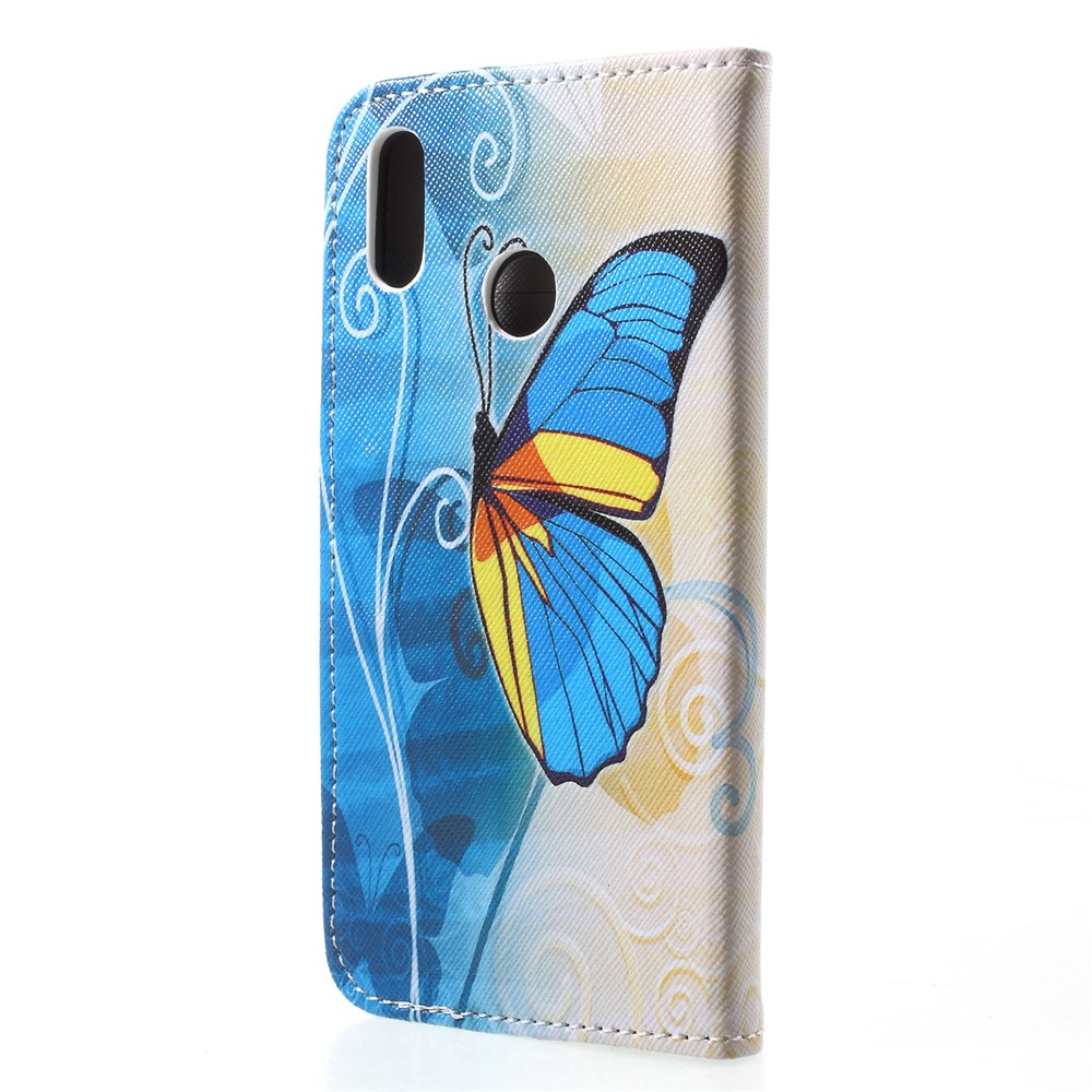 Pattern Printing PU Leather Stand Wallet Shell Case for Huawei P20 Lite / Nova 3e - Blue Butterfly-2