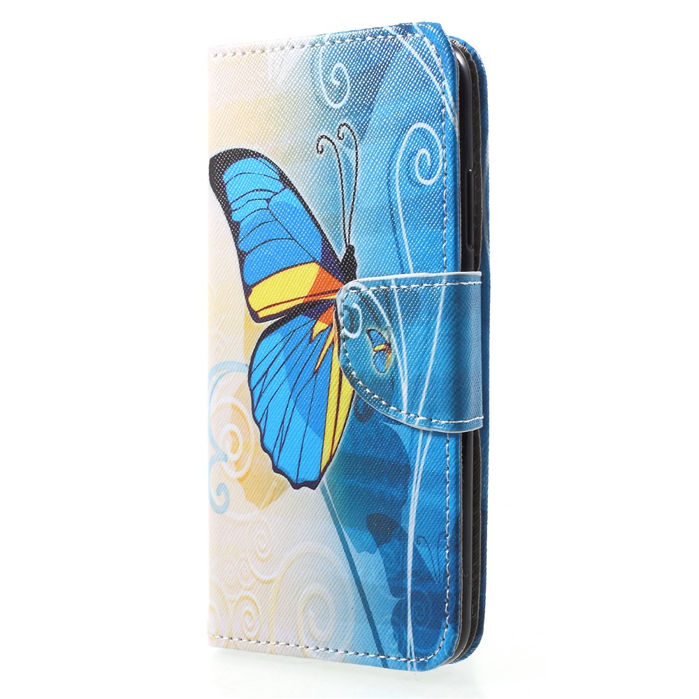 Pattern Printing PU Leather Stand Wallet Shell Case for Huawei P20 Lite / Nova 3e - Blue Butterfly-3