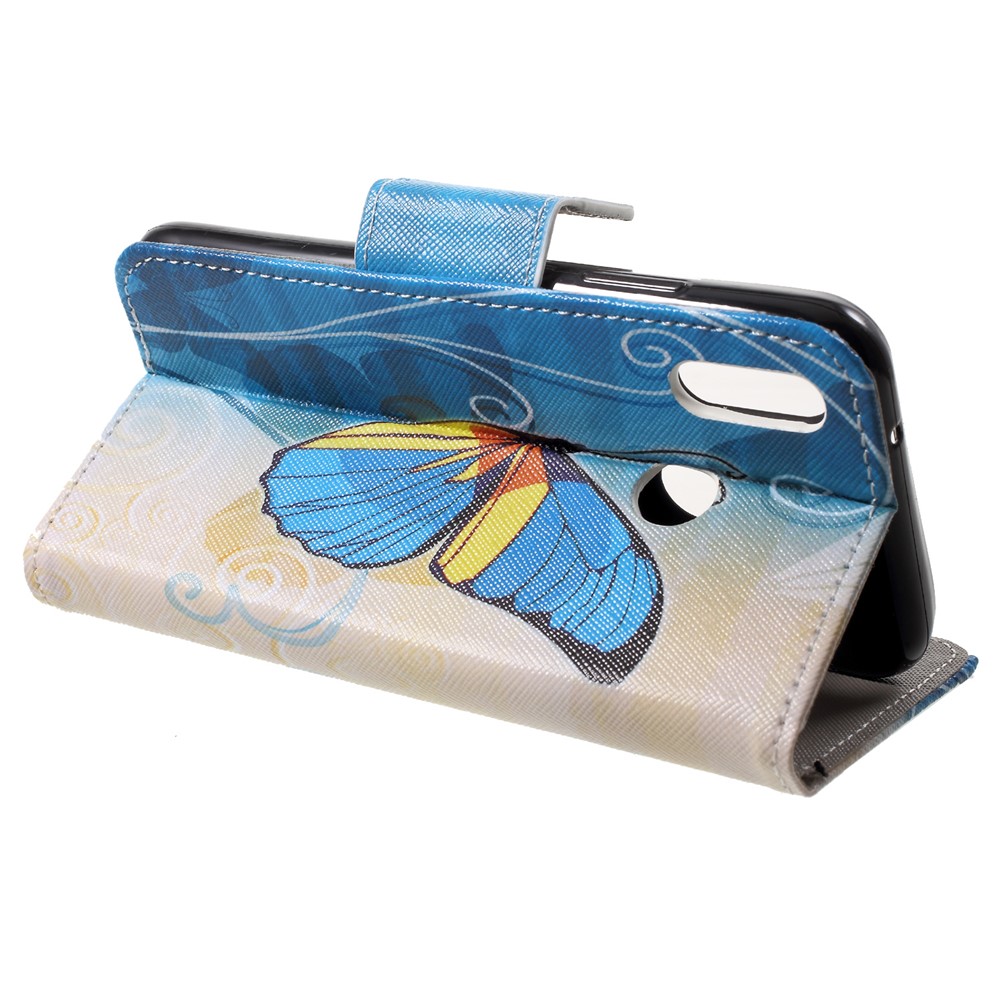 Pattern Printing PU Leather Stand Wallet Shell Case for Huawei P20 Lite / Nova 3e - Blue Butterfly-4